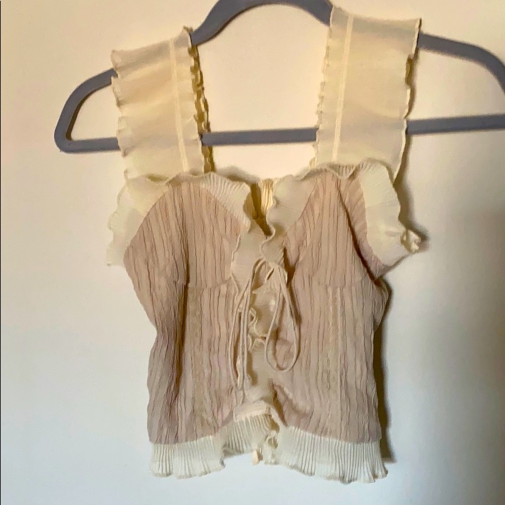 Ruffled Corset Beige Crop Top